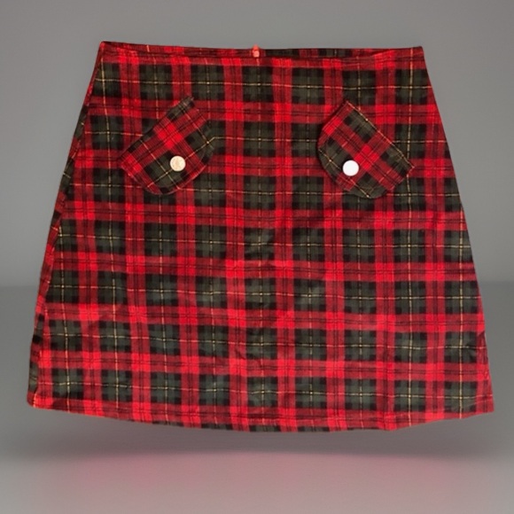 Vintage Runway Pin Up Schoolgirl Plaid Mini Skirt - Picture 1 of 5
